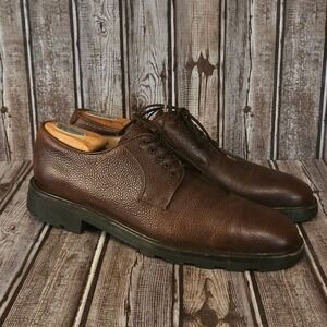 10 D Mens Salvatore Ferragamo Brown Pebbled Leather Lug Sole Derby Brown VGUC